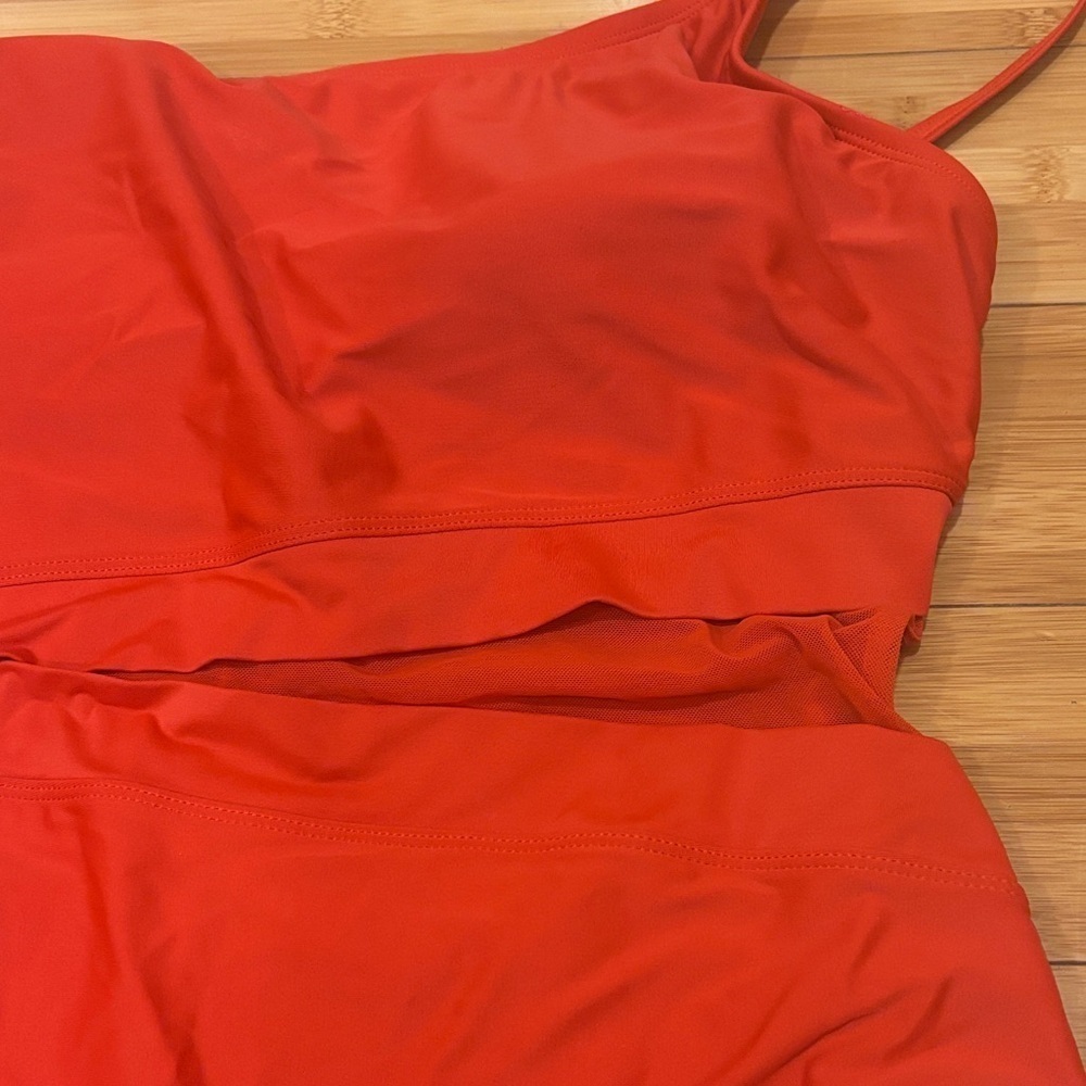 Orange One-Shoulder Women Swim One Piece - Picture 2 of 4